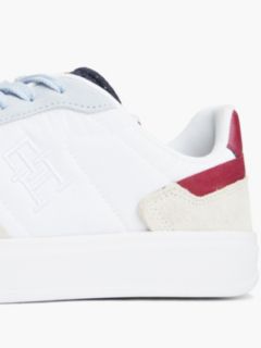 Monogram Mixed-Media Skater Sneaker — White/Sky Blue 6