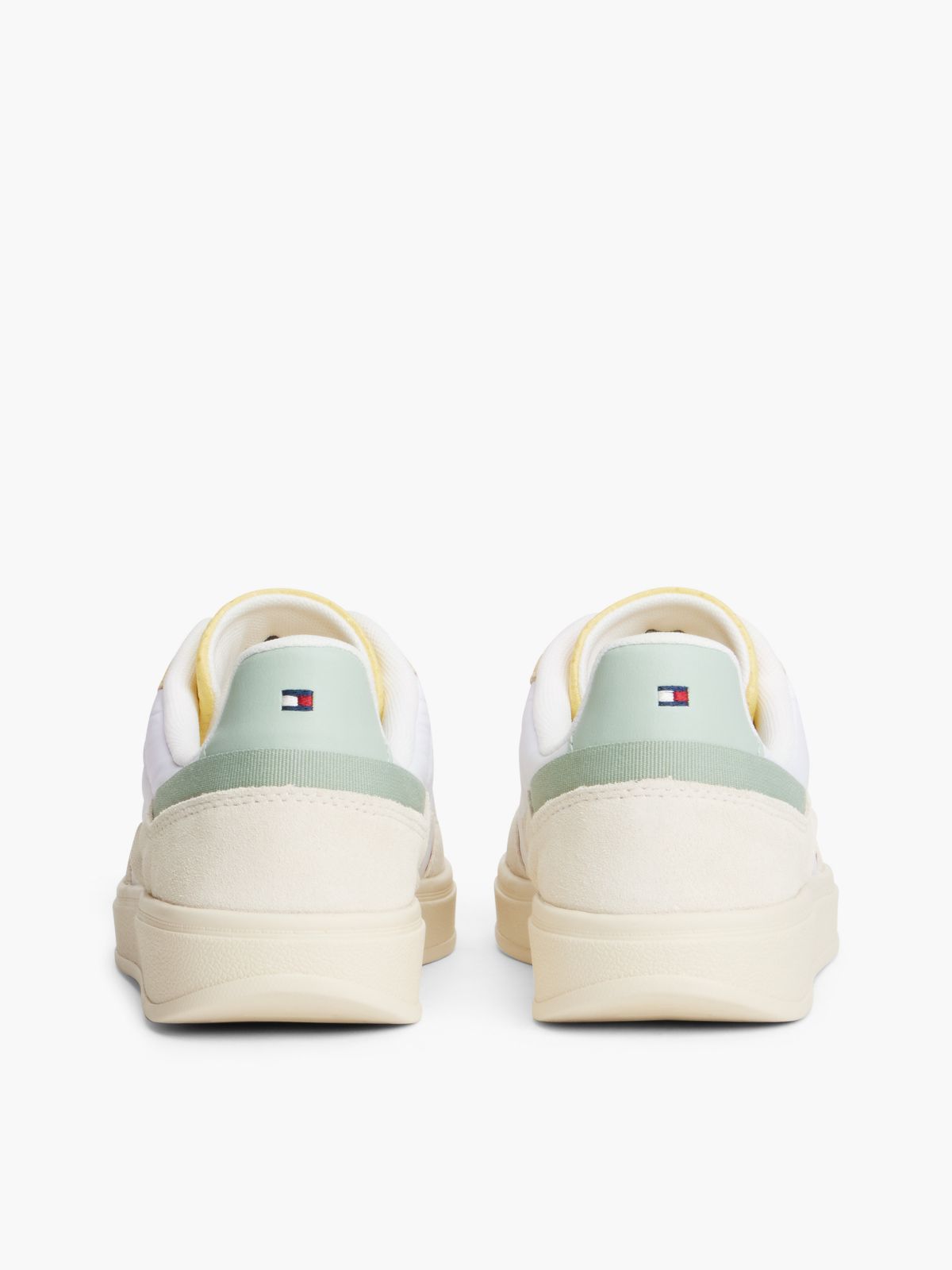 Monogram Mixed-Media Skater Sneaker — Muslin
