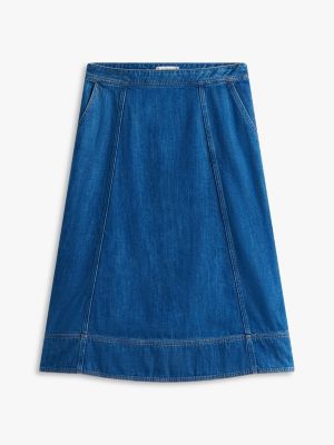 Tommy Hilfiger High-Rise Flared Denim Midi Skirt — фото 5