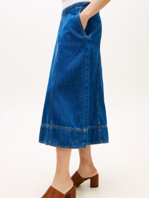 Tommy Hilfiger High-Rise Flared Denim Midi Skirt — фото 3
