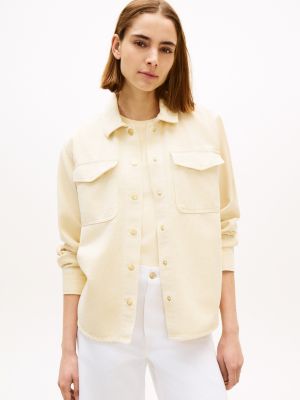 Garment-Dyed Denim Shirt Jacket, Butter Yellow Pigment