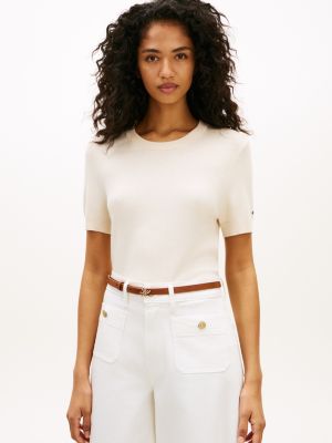 Lightweight Short-Sleeve Sweater, Sugarcane