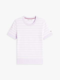 Stripe Lightweight Short-Sleeve Sweater — Lilac Sprig 5