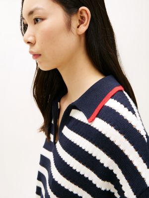 Женские свитеры Tommy Hilfiger Breton Stripe Pointelle Sweater Polo — фото 2