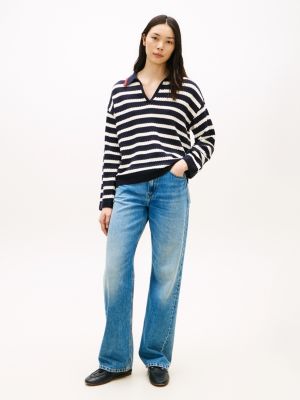 Женские свитеры Tommy Hilfiger Breton Stripe Pointelle Sweater Polo — фото 3