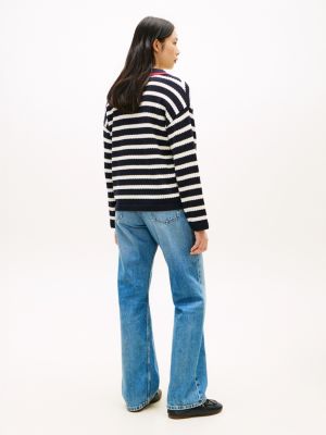 Женские свитеры Tommy Hilfiger Breton Stripe Pointelle Sweater Polo — фото 4