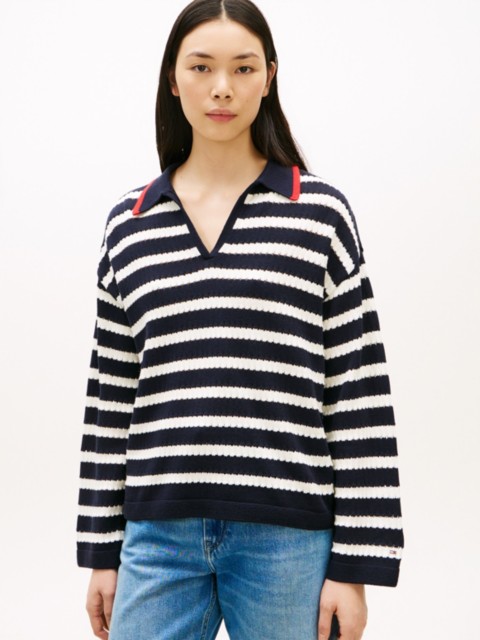 Женские свитеры Tommy Hilfiger Breton Stripe Pointelle Sweater Polo