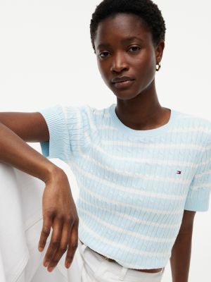 Short-Sleeve Cable Knit Sweater | Tommy Hilfiger