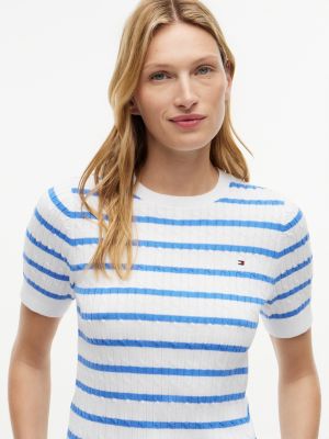 Женский свитер Tommy Hilfiger Short-Sleeve Cable Knit, цвет: Оптический белый — фото 3