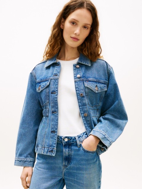 Женские куртки Tommy Hilfiger Cinched Faded Denim Jacket