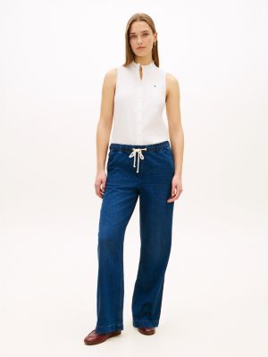 Lightweight Wide Leg Pull-On Jean, Inky Dark Rinse