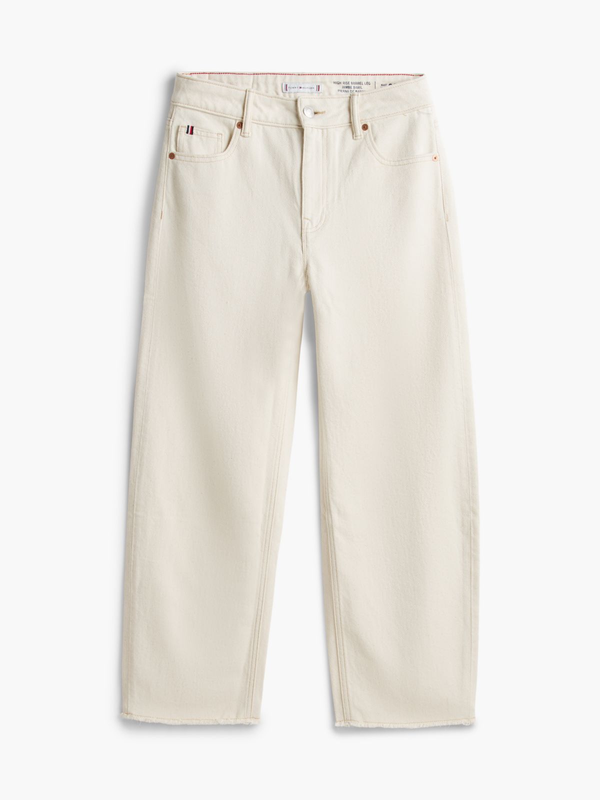Stretch High-Rise Barrel Jean — Ecru