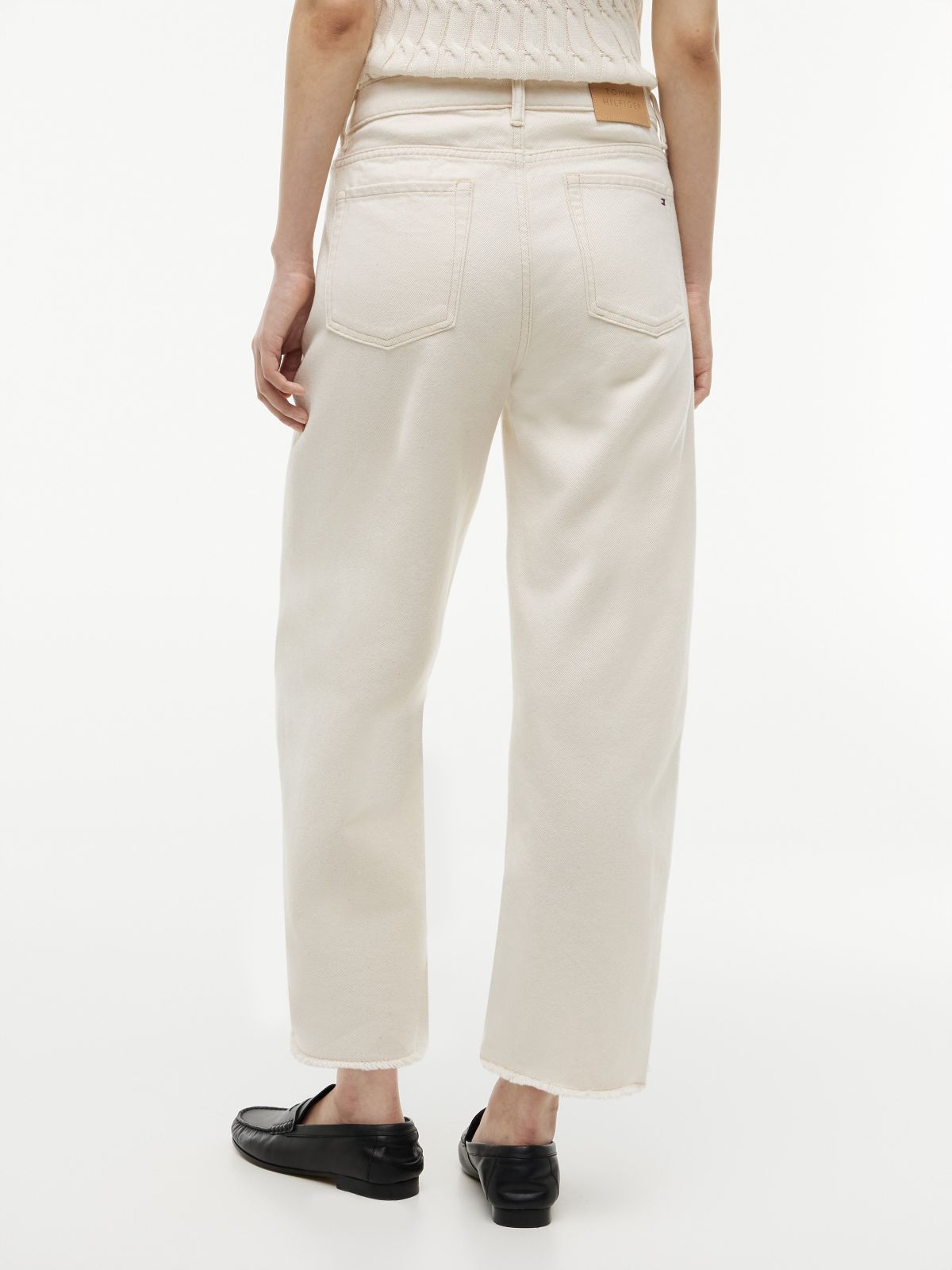 Stretch High-Rise Barrel Jean — Ecru