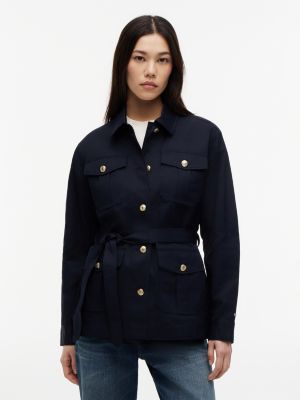 Water-Resistant Belted Utility Jacket, Navy
