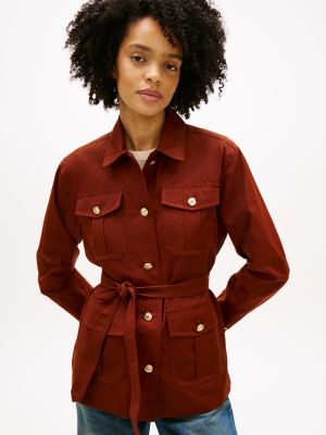 Water-Resistant Belted Utility Jacket, Rich Mocha