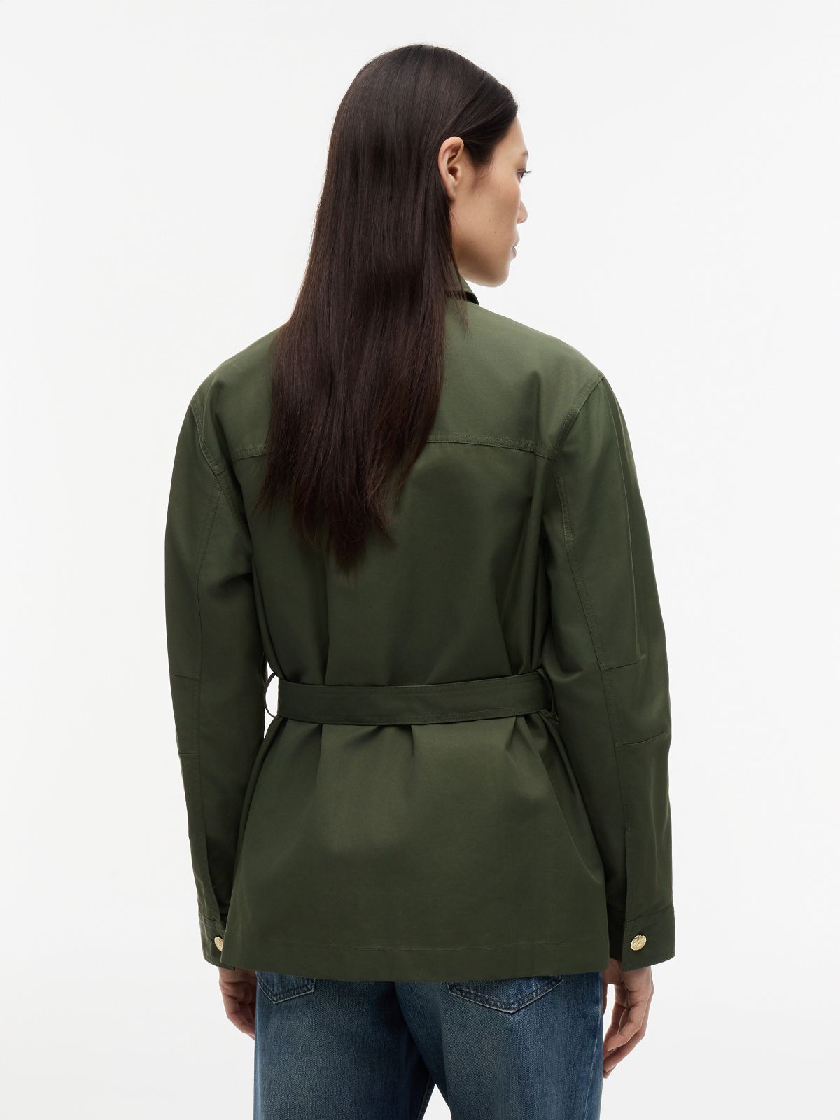 Water-Resistant Belted Utility Jacket — Ancient Fir