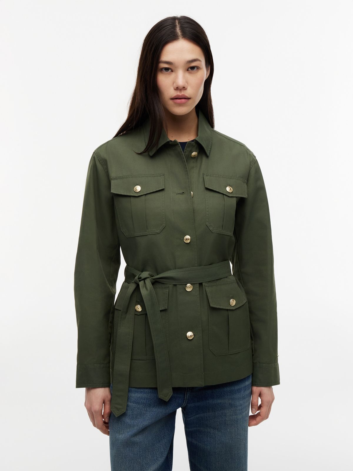 Water-Resistant Belted Utility Jacket — Ancient Fir