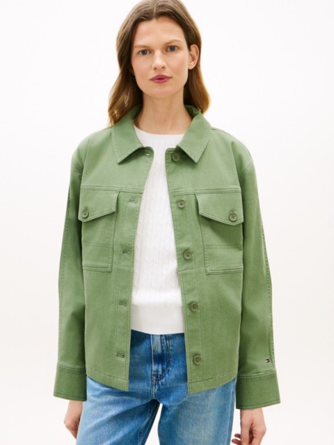 Женские куртки Tommy Hilfiger Oversized Twill Utility Shirt Jacket