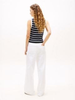 Stripe Cable Knit Sweater Vest — Optic White 4