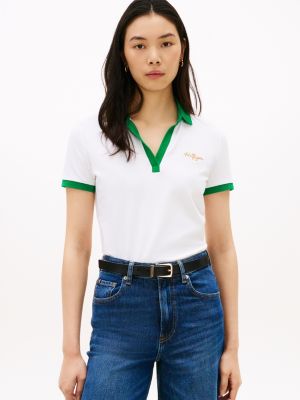 Regular Fit Embroidered Script Logo Polo, Optic White