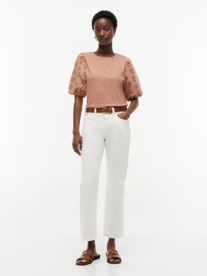 Женские топы Tommy Hilfiger Embroidered Eyelet Mixed-Media Top — фото 2
