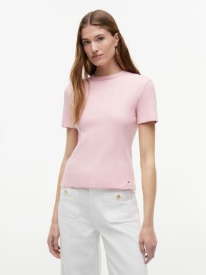 Lightweight Rib-Knit T-Shirt, Pink Shade