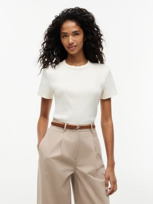 Lightweight Rib-Knit T-Shirt, Rich Cream