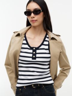 Slim Fit Striped Henley Tank Top — Optic White Combo 3