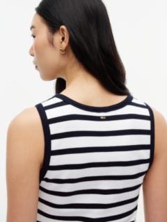 Slim Fit Striped Henley Tank Top — Optic White Combo 4