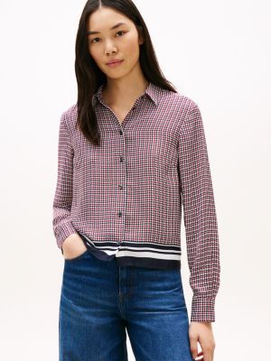 Relaxed Fit Houndstooth Shirt, Navy