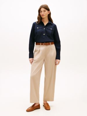Женские рубашки Tommy Hilfiger Relaxed Fit Gold-Button Poplin Shirt — фото 3
