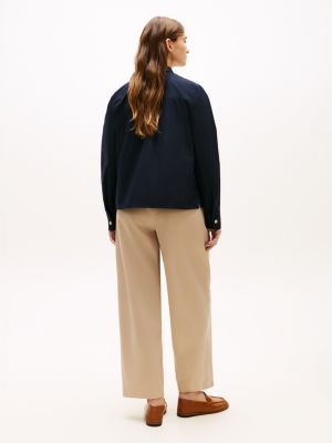Женские рубашки Tommy Hilfiger Relaxed Fit Gold-Button Poplin Shirt — фото 4