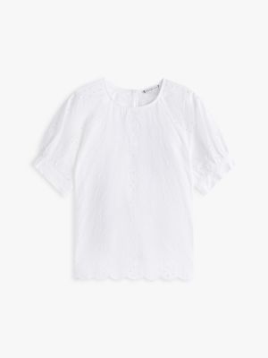 Puff-Sleeve Embroidered Eyelet Top | Tommy Hilfiger USA