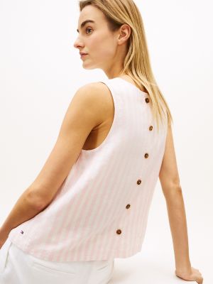 Женские топы Tommy Hilfiger Buttoned-Back Linen-Blend Tank Top — фото 3