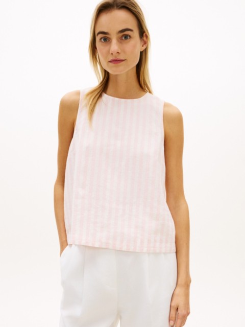 Женские топы Tommy Hilfiger Buttoned-Back Linen-Blend Tank Top