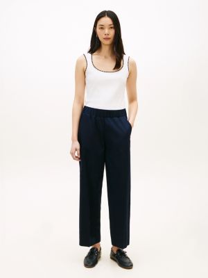 Pull-On Wide-Leg Ankle Pant, Navy