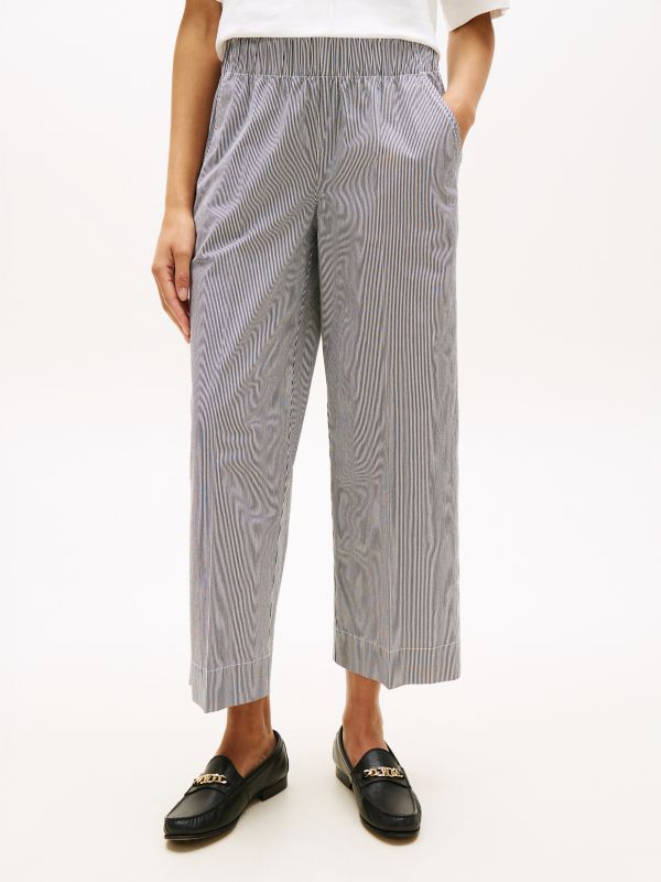 Pull-On Wide-Leg Ankle Pant — Navy