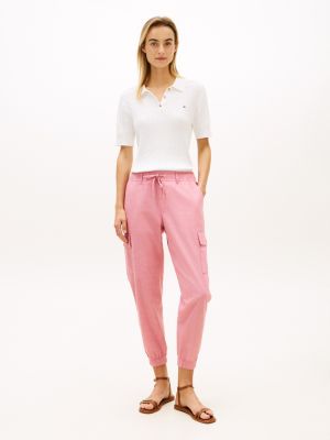 Belted Cargo Jogger, Petal Red