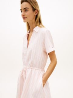 Essential Striped Linen-Blend Dress — Pink Shade 2