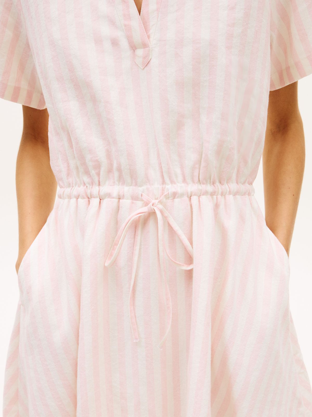 Essential Striped Linen-Blend Dress — Pink Shade