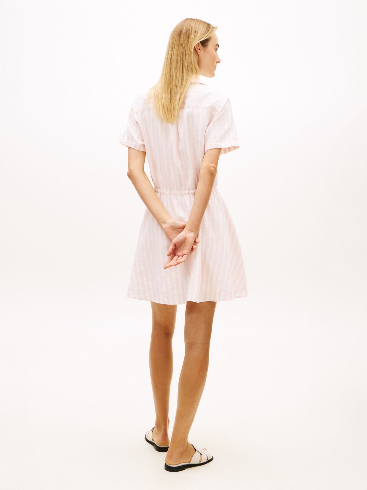 Essential Striped Linen-Blend Dress — Pink Shade