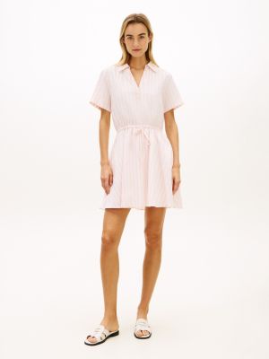 Essential Striped Linen-Blend Dress, Pink Shade