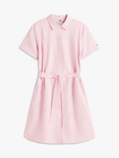 Belted Linen-Cotton Blend Shirtdress — Pink Shade 5