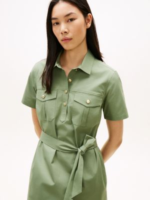 Женские брюки Tommy Hilfiger Short-Sleeve Belted Utility Shirtdress — фото 2