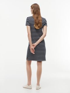 Striped Stretch Pique Polo Dress — Navy Blue 4