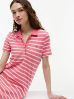 Striped Stretch Pique Polo Dress — Garden Rose 2