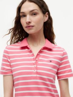 Striped Stretch Pique Polo Dress — Garden Rose 3