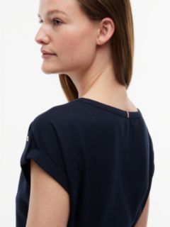 Belted Stretch-Cotton Dress — Navy 2