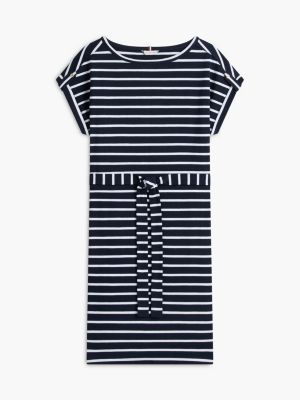 Tommy Hilfiger Striped Belted Stretch-Cotton Dress — фото 5