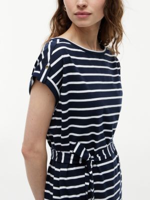 Tommy Hilfiger Striped Belted Stretch-Cotton Dress — фото 3